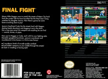 Final Fight (USA) box cover back